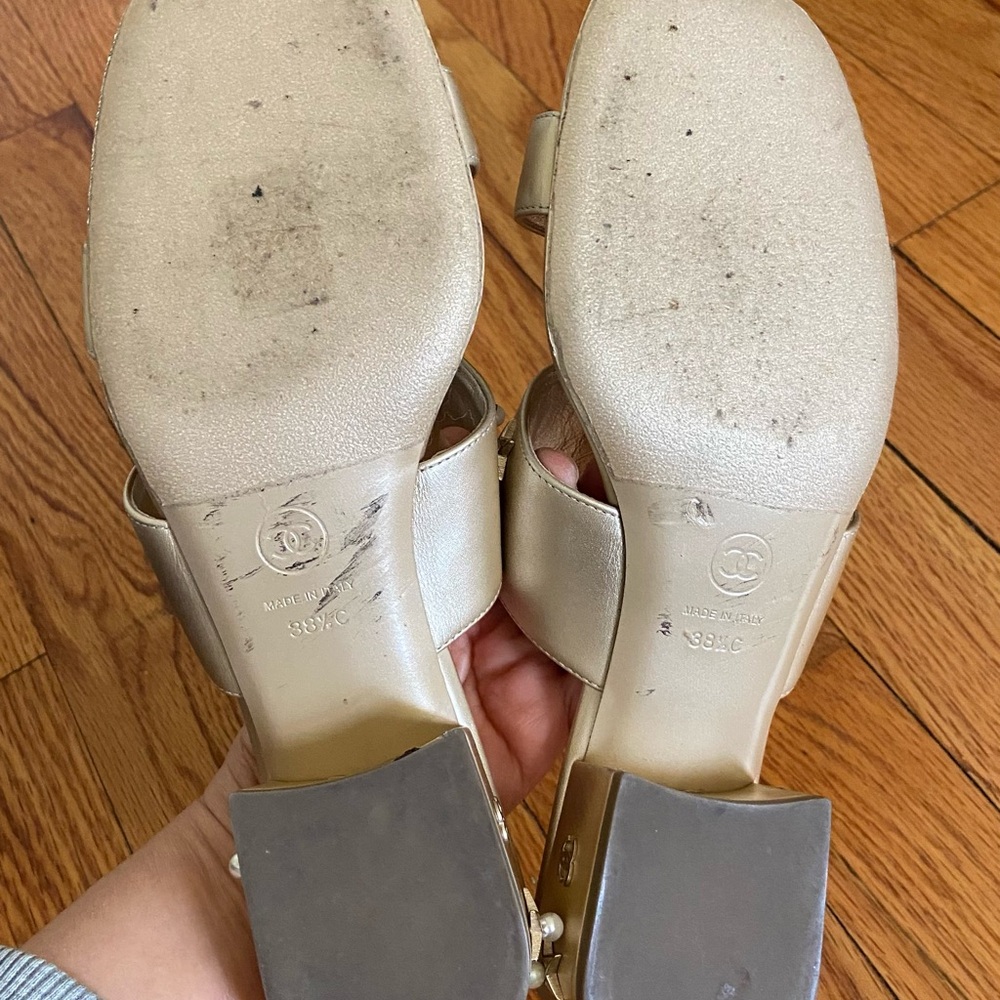 Chanel Gold Star Embellished Sandals - Picture 7 of 8